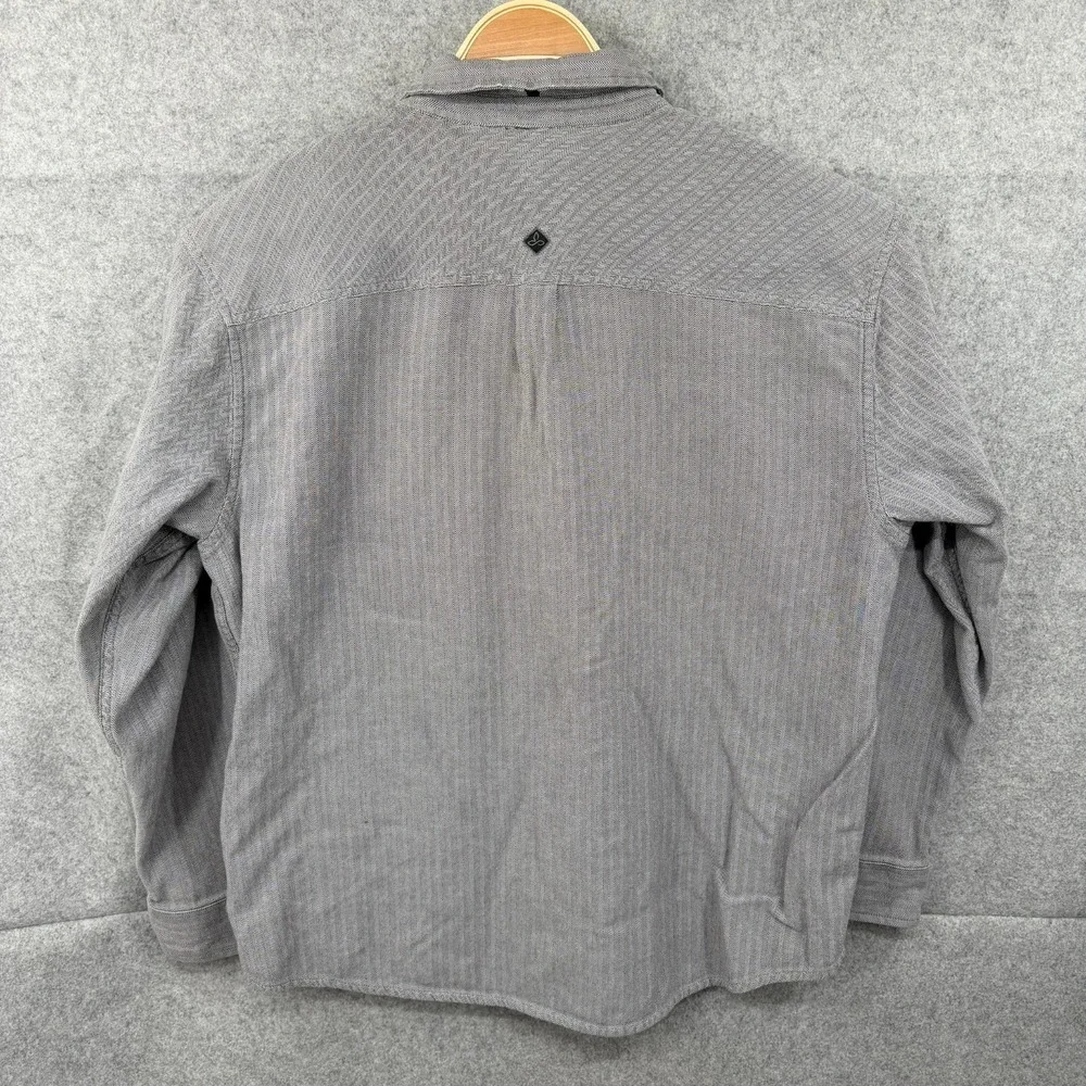 prAna Shirt Mens XX Large Gray Long‎ Sleeve Organic Cotton Button Up M23170384
